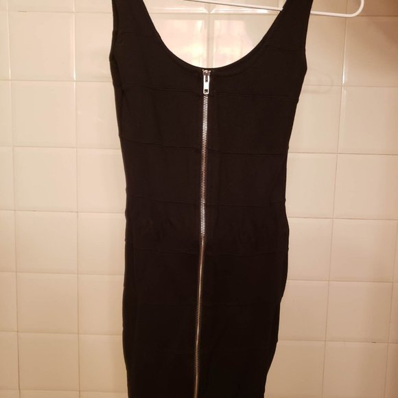 Divided brand Black bodycon looking dress with silver zip Y2K - Picture 1 of 2